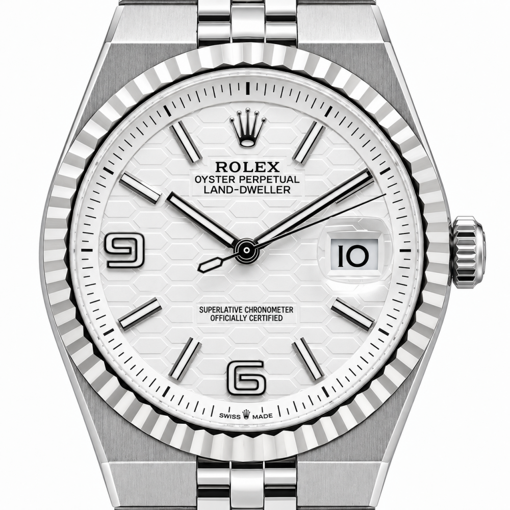 Unworn Rolex Land-Dweller 40MM 127334 Honeycomb Motif Dial Watch